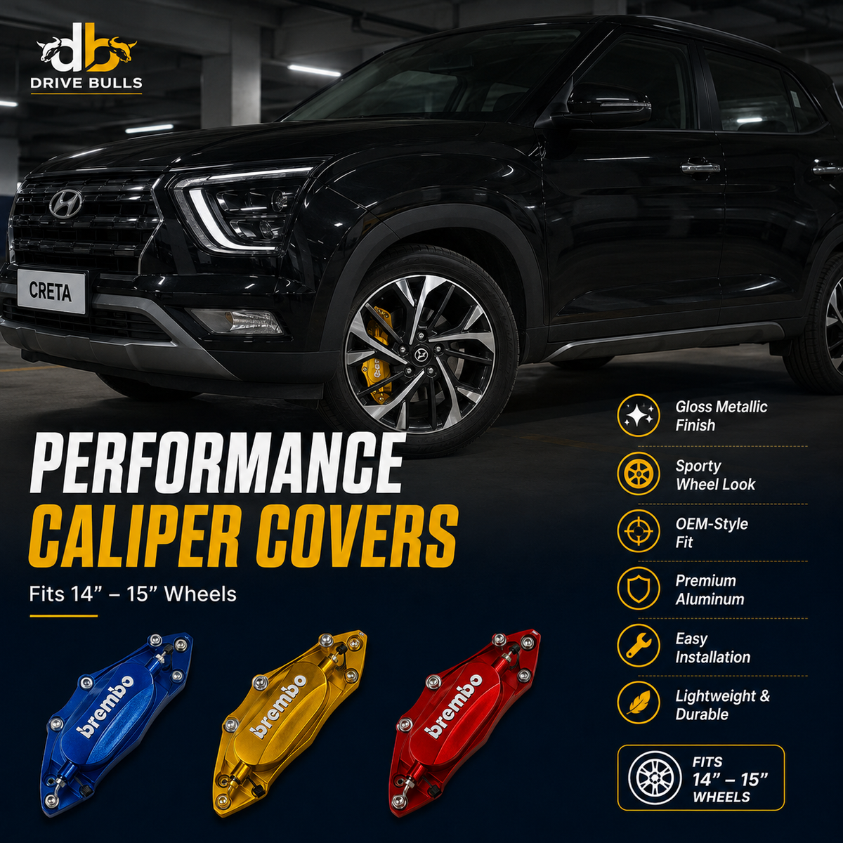 Performance Brake Caliper Covers | Aluminum Protector Set (14–15" Wheels)
