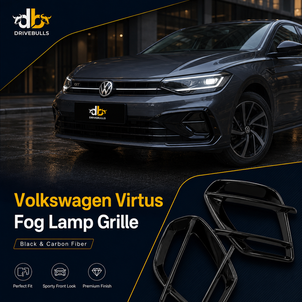 Volkswagen Virtus Fog Lamp Grille | Black & Carbon Fiber