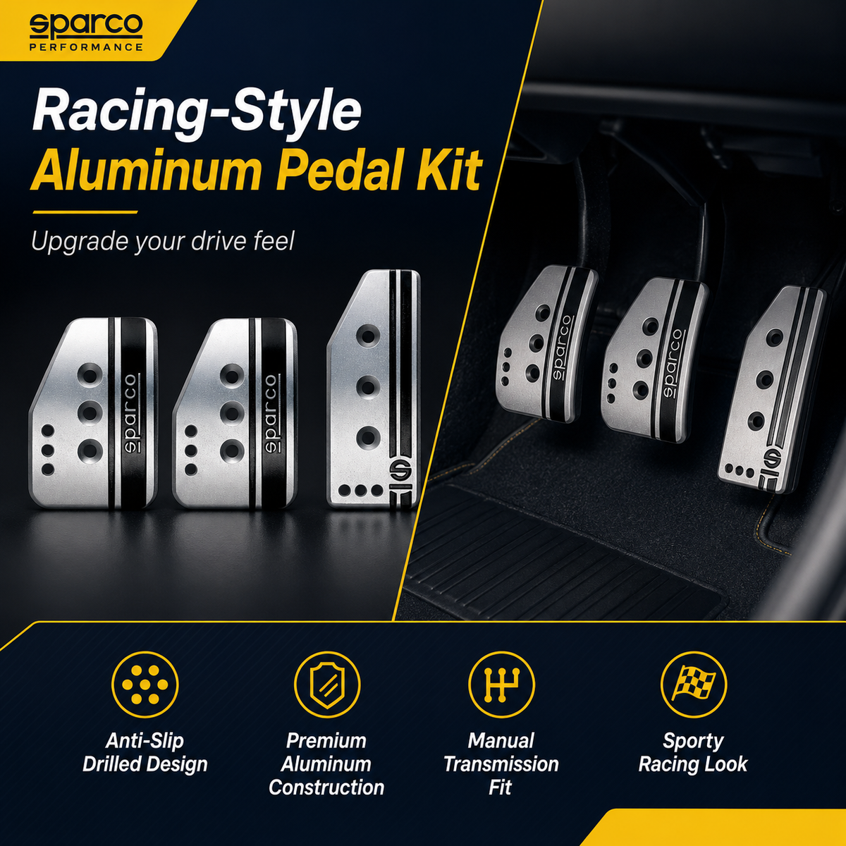 Racing-Style Aluminum Pedal Kit | Manual Transmission Cars