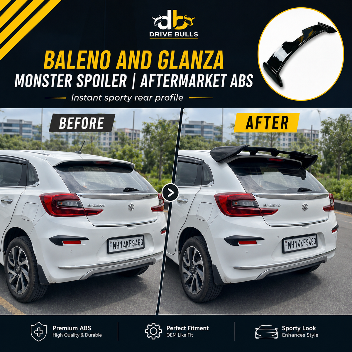Baleno And Glanza Monster Spoiler | Aftermarket ABS