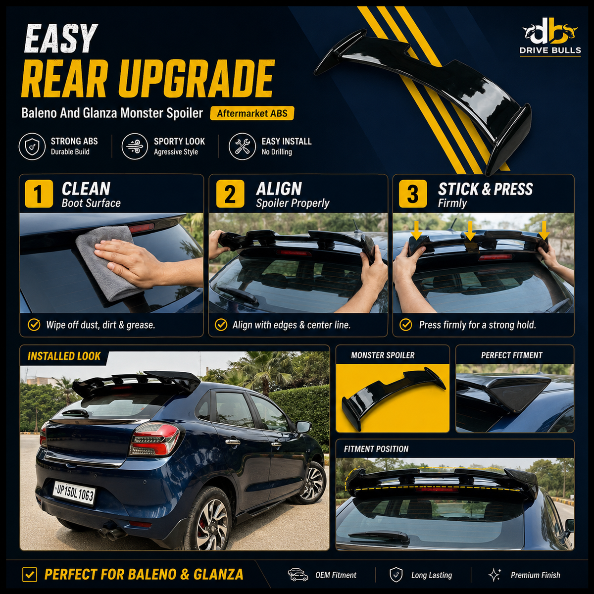 Baleno And Glanza Monster Spoiler | Aftermarket ABS