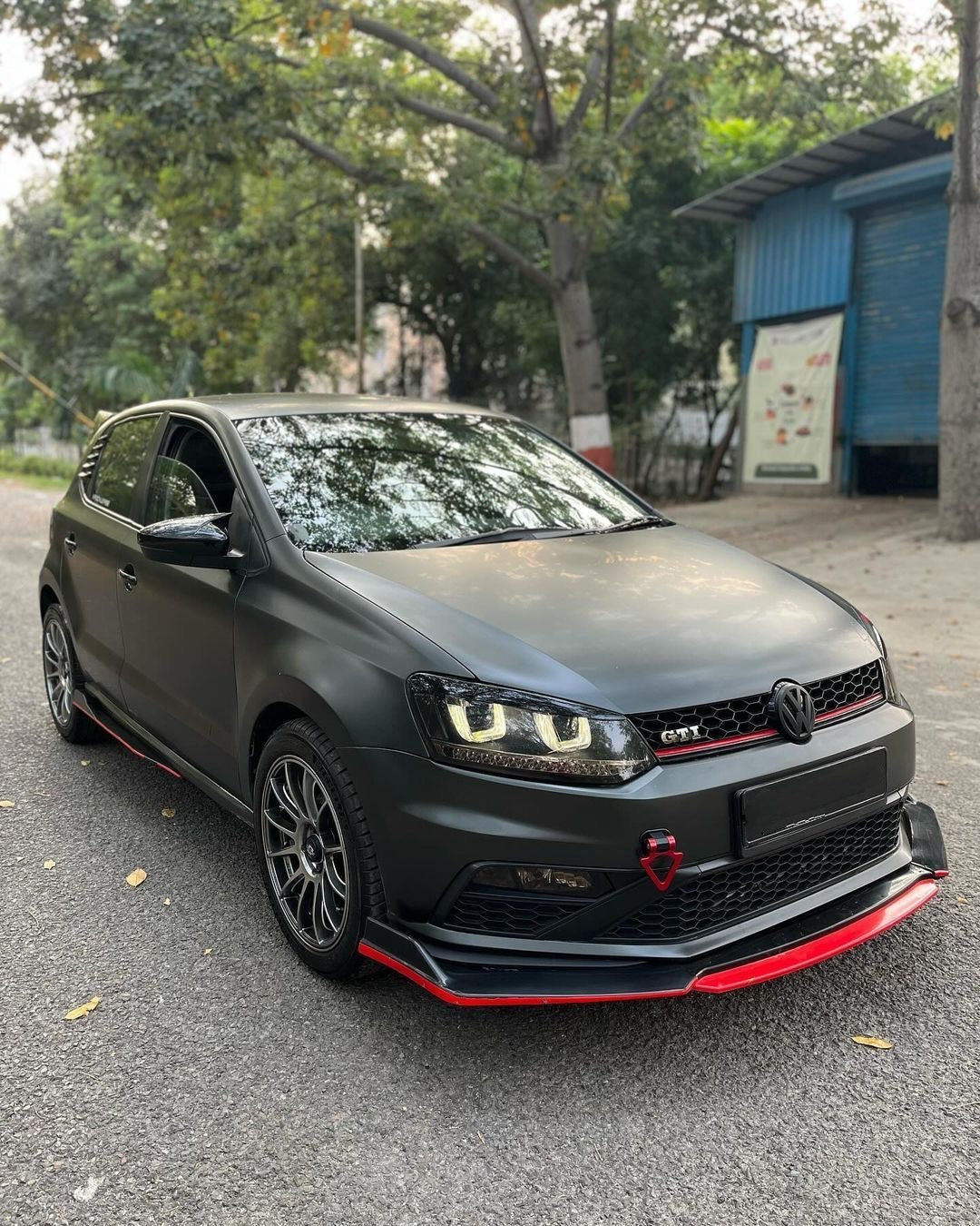 Universal 6 Pc Front Splitters & Side Skirts Kit | Gloss Black Red Lip Styling Kit