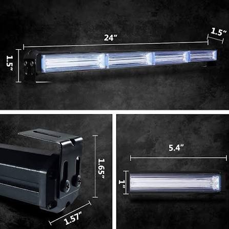 24-Inch COB LED Light Bar Flasher | Remote Controlled, Tri-Color