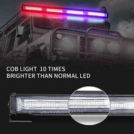 24-Inch COB LED Light Bar Flasher | Remote Controlled, Tri-Color