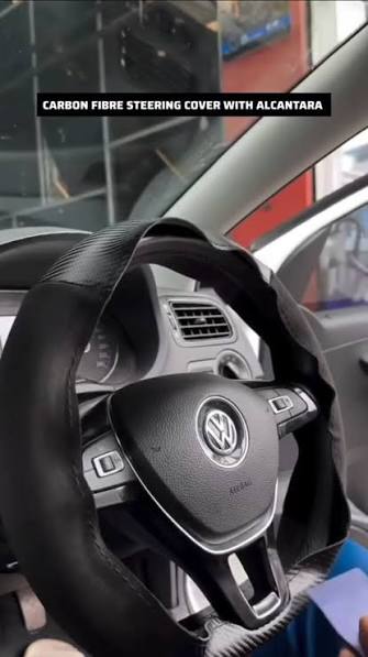 Carbon Fiber & Alcantara-Style Steering Wheel Cover | Universal Sport Grip