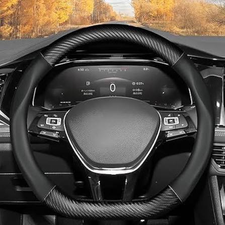 Carbon Fiber & Alcantara-Style Steering Wheel Cover | Universal Sport Grip
